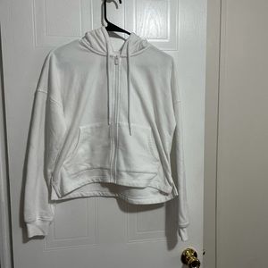 White Zip Up Sweat Shirt